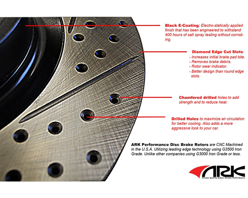 ARK Drilled and Slotted Front Brake Rotors Hyundai Genesis Coupe w/Brembos 10-12