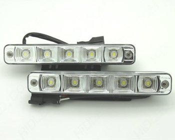 LED Daytime Running Light HID Kit Chrome Housing w/5 LEDs