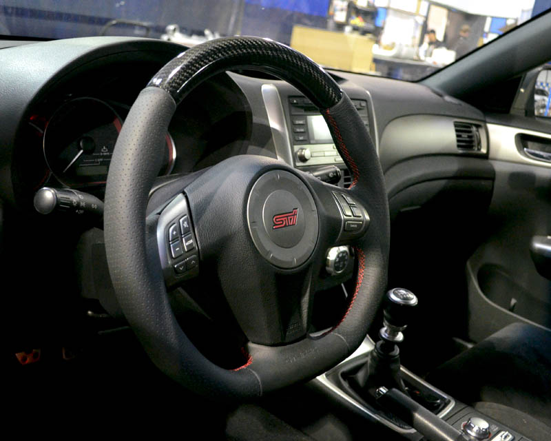 GTSpec Carbon Fiber Trim D-Shaped Steering Wheel Subaru WRX STI 08-11